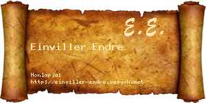 Einviller Endre névjegykártya